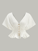 Textured Button Peplum Top