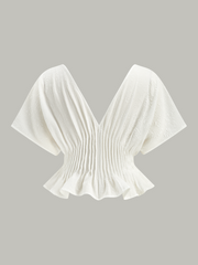 Textured Button Peplum Top