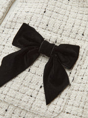 Tweed Contrast Bow Round Neck Jacket