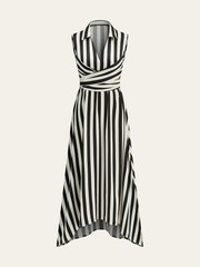 Striped Collared Sleeveless Maxi Dress