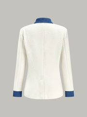 Metal Button Contrast Trim Tweed Jacket