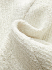 Metal Button Contrast Trim Tweed Jacket