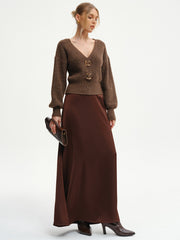 Wool-Blend V-Neck Sweater