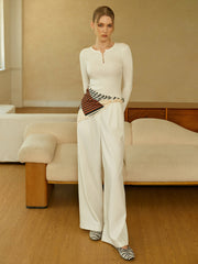 Wool Blend Button-Detailed Neck Sweater