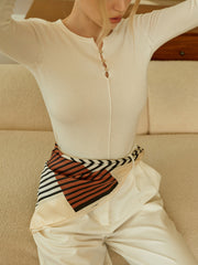 Wool Blend Button-Detailed Neck Sweater