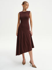 Sleeveless Asymmetric Midi Sweater Dress