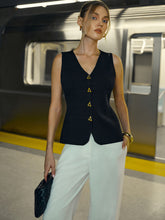 Metal Triangle Button Sweater Vest