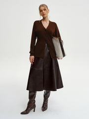 Wool-Blend V-Neck Button-Down Cardigan