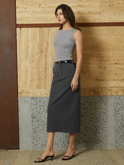 Mid-Waist Midi Skirt without Belt