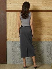 Mid-Waist Midi Skirt without Belt