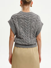 Cable-Knit Cap Sleeve Sweater Vest