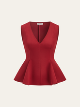 Sleeveless V-Neck Peplum Top