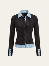 2 in1 Paneled Cable-Knit Cardigan