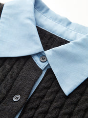 2 in1 Paneled Cable-Knit Cardigan