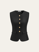 Metal Button Sleeveless Vest