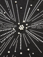 Rhinestone & Pearl Firework Pattern Knit Top