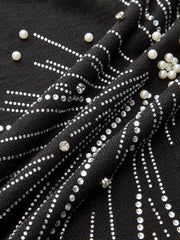 Rhinestone & Pearl Firework Pattern Knit Top