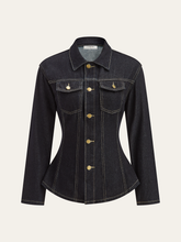 Metal Button Denim Fitted Jacket