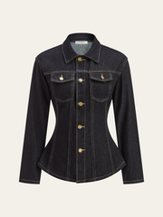 Metal Button Denim Fitted Jacket