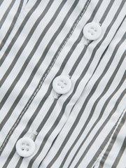Cinched Waist Striped Button Shirt