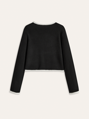 Contrast Trim Wool-Blend Cardigan