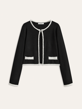 Contrast Trim Wool-Blend Cardigan