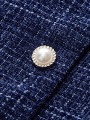 Pleated Hem Bow Neckline Tweed Mini Dress