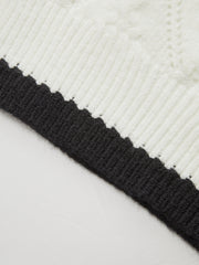 Contrast Trim Tie-Front Knit Cardigan