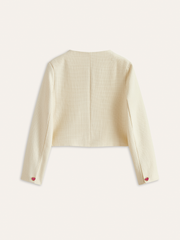 Colorful Heart Button Cropped Blazer