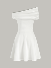 Off-Shoulder Ruched Flare Dress