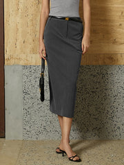 Mid-Waist Midi Skirt without Belt