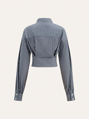 Striped Cinched Waist Cropped Shirt