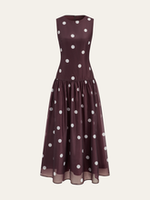Polka Dot Sleeveless Chiffon Maxi Dress