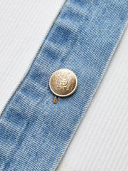 Knitted and Denim Contrast Button Top