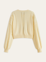 Velvet Bow Cable Knit Cardigan