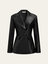 Single Button PU Leather Jacket