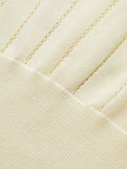 Eyelet-Striped Waist-Cinched Knit Cardigan