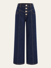 Mid-Waist Wide-Leg Button Front Jeans