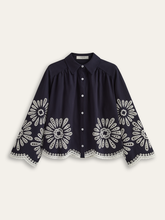 Floral Eyelet Embroidery Cotton Blend Blouse