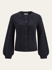 Cable Knit Balloon Sleeve Cardigan