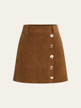 Irregular Metal Detail Suede Effect Mini Skirt