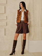 Double Button High-Waist Pleated Shorts