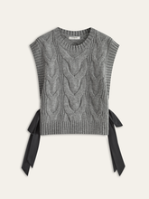 Dual-Sided Bow Cable-Knit Vest