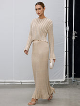 Glitter Textured Top and Maxi Skirt Set