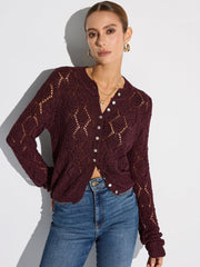 Semi-Sheer Openwork Knit Cardigan