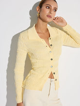 Shirt Collar Textured Knit Button Cardigan