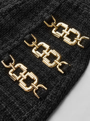 Chain Detail Tweed Sleeveless Mini Dress