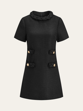 Tweed Braided Rope Collar Short Sleeve Dress