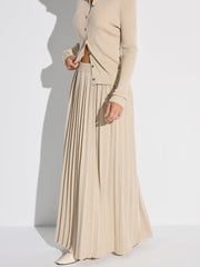 Pleated Wool Blend Sweater Skirt