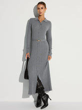 Ribbed Knit Polo Maxi Dress with Belt